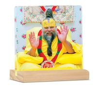 Giftplease Divine Desktop Photo Frame of Shri Premanand Maharaj Ji | Spiritual Table Stand with Wooden Base | Inspirational Religious Gift & Dcor for Home, Office, GMP_04