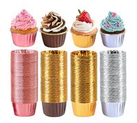 GiftPot Muffin Cases Paper 200 Pieces Aluminium Foil Baking Cases Cupcake Cases Aluminium Foil for Wedding Birthday Party 4 Colours