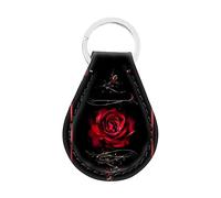 GIFTPUZZ Cute Car Key Chain for Women Men with Small Coin Holder Pocket Neoprene, Red Rose, One Size
