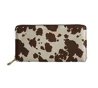 GIFTPUZZ Fashion Printed Womens Walllets RFID Blocking Multi Card Case Clutch Purse Zip Around, Fashion Brown Cow Skin Print, One Size, Casual