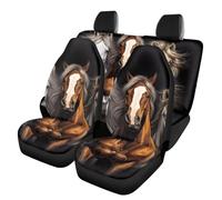 GIFTPUZZ Horse 4-pcs Car Seat Covers Universal Full Set Washable Front Bucket Seat Cover Rear Seat Cover Split Bench Cover for Trucks Suvs Vans Sedans
