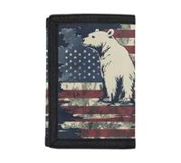 GIFTPUZZ Kids Trifold Wallets for Boys Girls, Youth Wallets with Coin Pocket and Card Holders, Birthday Gifts, American Flag with Bear, One Size, Modern