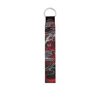 GIFTPUZZ Wristlet Keychain Neoprene Hand Wrist Lanyard Keyring Key Chains Metal Rings Clip Keys Holder for Women Men Kids, Red Dragon, One sise