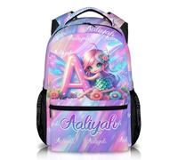 GiftRomance Customised Fairy Backpack with Name and Initial | Magical Fairytale Girls School Bag, Durable Oxford Fabric Kids Rucksack for Primary School