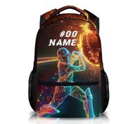 GiftRomance Personalised Baseball Backpack for Kids - Cool Custom Name School Bag with Optional Matching Lunch Bag & Pencil Case - 17 Inch Stylish Rucksack for Boys Aged 3-10