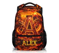 GiftRomance Personalised Dragon Backpack with Name and Initial ， Custom Fire Breathing Monster Boys School Bag, Epic Lava Volcano Theme Kids Rucksack, Durable Oxford Fabric for Primary School