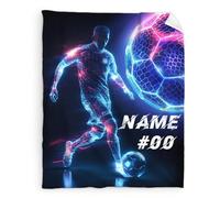 GiftRomance Personalised Football Blanket with Name - Custom Soft Flannel Throw for Boys, Anti-Pill Fleece Blanket for Bed, Sofa & Sports Fans Gift
