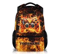 GiftRomance Personalised Gaming Backpack with Name - 17 Inch Custom School Bag for Boys - Cool Rucksack for Kindergarten