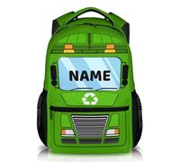 GiftRomance Personalised Garbage Truck Backpack for Kids - 17 Inch Custom Name School Bag for Boys Aged 3-10 - Large Rucksack for School, Travel and Outdoor Use