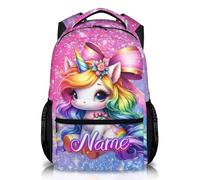 GiftRomance Personalised Girls Unicorn Backpack with Name - 17 Inch Magical School Bag - Custom Sparkly Rucksack for Kids Aged 3-10, Perfect for School & Travel