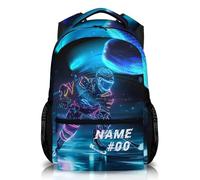 GiftRomance Personalised Ice Hockey Backpack for Kids - Custom Name Cool School Bag for Boys Aged 3-10 - 17 Inch Lightweight Rucksack - Optional Matching Lunch Bag & Pencil Case