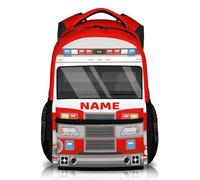 GiftRomance Personalised Kids Fire Engine Backpack - 17" Custom School Bag with Name for Boys Aged 3-10 - Large Capacity Rucksack for School, Travel & Outdoor Use