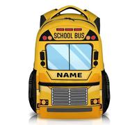 GiftRomance Personalised School Bus Backpack for Kids - 17" Custom Name School Bag for Boys Aged 3-10 - Large Capacity Rucksack for School, Travel and Outdoor Use