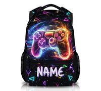 GiftRomance Personalised Toddler Gamer Backpack for Boys, 17 Inch Custom School Bag with Name, Lightweight Gaming Rucksack for Kids Children Aged 3-10, Back to School Bookbag