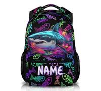GiftRomance Personalised Toddler Shark Backpack for Boys, 17 Inch Custom School Bag with Name, Lightweight Rucksack for Kids Children Aged 3-10, Back to School Bookbag