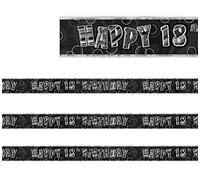 Gifts 4 All Occasions Limited 12ft 18th Black Glitz Birthday Banner Teenager Decorations Party Supply