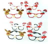 Gifts 4 All Occasions Limited 4Pk Novelty Christmas Party Glasses Xmas Fancy Costume Accessories Christmas Socking Fillers Snowman, Santa, Reindeer