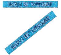Gifts 4 All Occasions Limited SHATCHI-108 12ft 13th Blue Glitz Birthday Banner Teenager Decorations Party Supply, Black