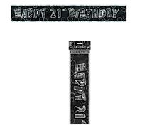 Gifts 4 All Occasions Limited SHATCHI-113 12ft 21th Black Glitz Happy Birthday Banner Decorations Party Supply