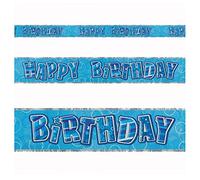 Gifts 4 All Occasions Limited SHATCHI-120 12ft Blue Happy Birthday Foil Decorations Banner Party Supply