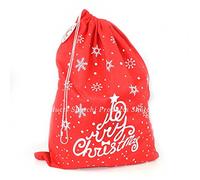 Gifts 4 All Occasions Limited SHATCHI 2Pcs x Large Sack Red Felt Xmas Santa Accessories Snowflake and Merry Christmas Printed Gifts Bag Stocking Toys Sweets