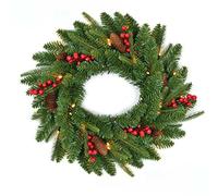 Gifts 4 All Occasions Limited SHATCHI 55cm Wreath Pre Lit with Various Tips Christmas Lightings Fireplace Home Wall Door Decorations Outdoor Indoor 11001, Green