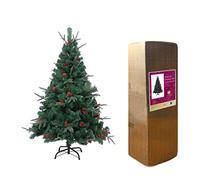 Gifts 4 All Occasions Limited SHATCHI-721 7ft Artificial Christmas Tree Naturally Decorated with Pine Cones and Barries with Frozen Tips, Green