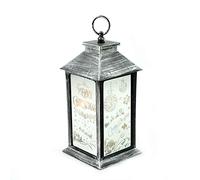 Gifts 4 All Occasions Limited SHATCHI Lights Up LED Christmas Lantern Rustic Silver PVC Warm White Xmas Home Decorations Gifts
