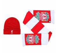GIFTS 4 ALL Official Liverpool Football Winter Warmers Hat & Bar Scarf Set (100% Acrylic), Liverpool Fans Scarf, Liverpool Winter Woolly Hat, Liverpool Football Crest Scarf