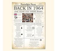 Gifts and Temptations 61st Birthday Gift for Men Women Born In 1964 Newspaper Print for Grandad Grandma Nan A4