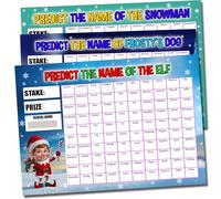 Gifts and Temptations Christmas Fundraising Scratch Cards, Pack of 3, A4 Size, 100 Names, Predict The Name Games for Snowman, Elf and Frosty's Dog