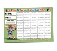 Gifts and Temptations Guess the Womens or Girls Football Player, Scratch Card Euros 2025, A4, 50 names, Fundraising Scratchcard