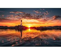 Gifts Boy 3D Puzzle 1000 Pieces, Natural Beauty, Sun, Lighthouse 38x52CM