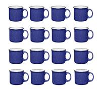 Gifts by Design Set of 16 Ceramic Campfire Mugs - 15 Oz, Cobalt Blue - Coffee & Tea Cups for Home, Work, Travel, Camping - Customizable, Great for DIY, Events, Companies