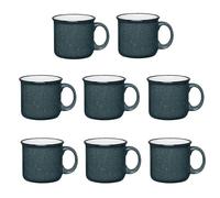 Gifts by Design Set of 8 Ceramic Campfire Mugs - 15 Oz, Gray - Coffee & Tea Cups for Home, Work, Travel, Camping - Customizable, Great for DIY, Events, Companies
