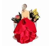 Gifts by L 1Pc Woman Back Silk Gauze Skirt Wedding Cake Toppers | Girl Happy Birthday Cake Toppers | Bride to Be Cake Decorating Supplies | Cupcake Topper | Bachelorette Party Decorations (Red)