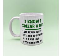 Gifts by Laura Funny “I Know I Swear A Lot” Mug - Cheeky Novelty Coffee Cup | Humorous Gift for Friends, Coworkers, Him or Her | Birthday, Christmas, Secret Santa Gift | 11oz Ceramic Mug