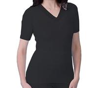 Gifts Choice Ltd Black Thermal Underwear Vest for Women - Soft Girl & Ladies Short Sleeve Vest Top - Snowdrop Winter Warm Vest - Made in UK (Black V Neck Short Sleeve, Small)