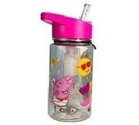 Gifts Choice Official Kids Character Plastic Water Bottle with Straw - 450ml Reusable Leakproof Bottle for School, Sports & Travel - BPA-Free (P Pig)