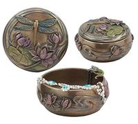 Gifts & Decor Dragonfly Flitting Lily Over The Pond Round Jewelry Box Trinket Keepsake Figure