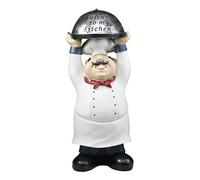 Gifts & Decors Ebros Master Bistro Chef Holding Melting Dome Tray Statue 14" Tall Head Cook with Welcome to My Kitchen Sign Decor Figurine