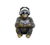 Gifts Direct 2 U Cool Bronze Gamer With Headphones Gorilla Ornament