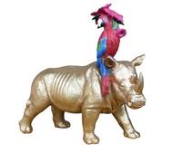 Gifts Direct 2 U Gold Rhino & Perching Parrot Ornament
