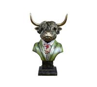 Gifts Direct 2 U Highland Cow Bust Ornament Resin Statue Quirky Animal Head Wall Home Decor