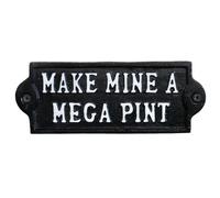 Gifts Direct 2 U Make Mine A Mega Pint Sign Home Man Cave Bar Decoration Wall Plaque Black