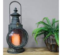 Gifts Direct 2 U Railway Lantern - Antique Bronze Effect Decorative Metal Lantern H48 X W19 X D18 Cm
