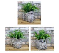 Gifts Direct 2 U Set Of 3 Wise Monkey Head Plant Pot Planters - Hear/see/speak
