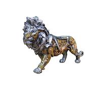 Gifts Direct 2 U Silver Lion Ornament Steampunk Design Medium Gold Resin Animal Big Cat Sculpture