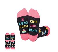 Gifts for 10 Year Old Girls Socks, 10th Birthday Presents Fun Pink Cake Design Socks for 10 Year Old Girl Party Favors Stocking Stuffers