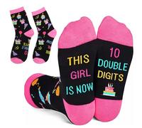 Gifts for 10 Year Olds Girls Birthday Socks Cool Presents Happy 10th Girls Decorations (UK, Age, 10 Years, Regular, Rose Red)